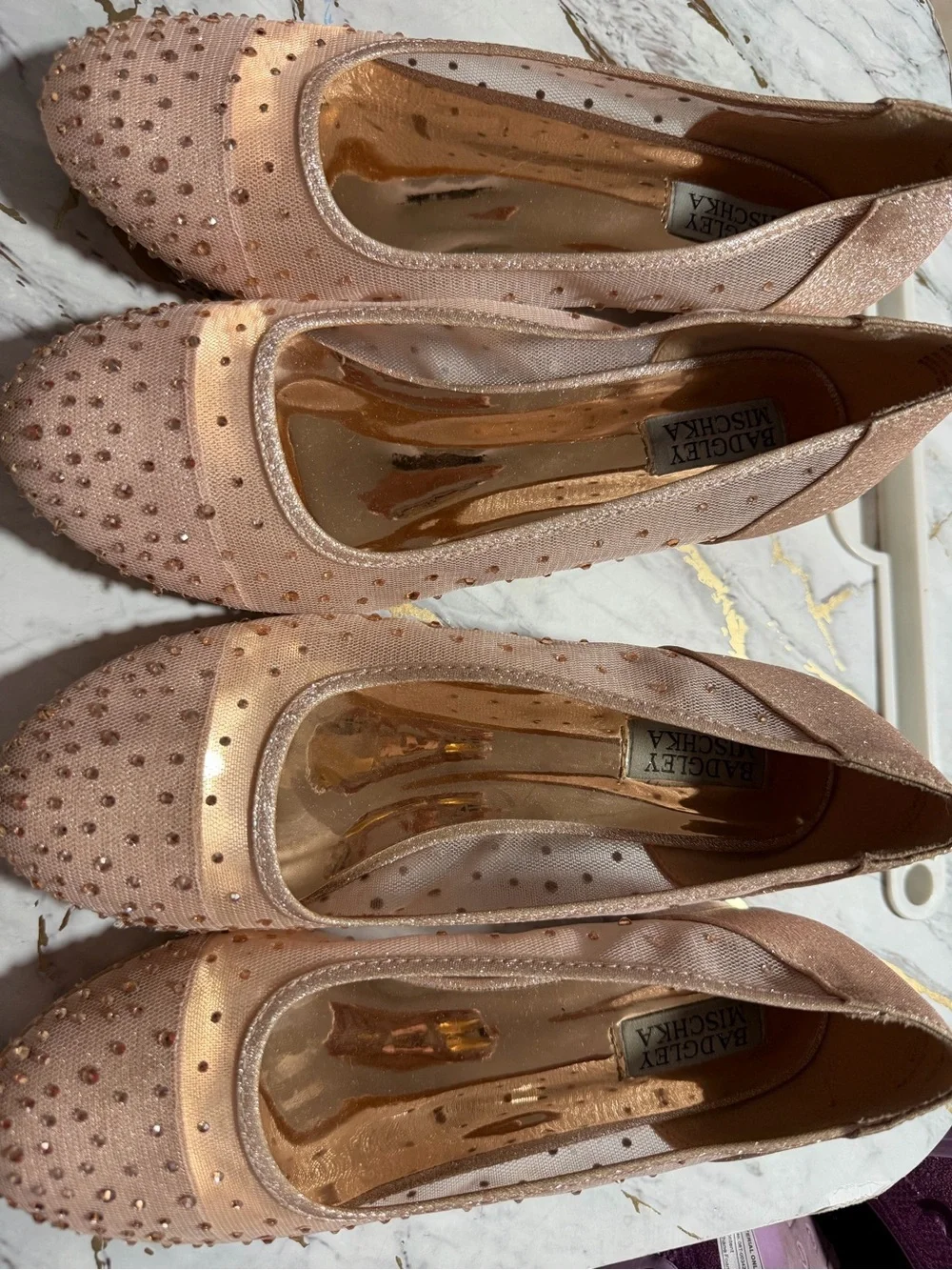 Badgley Mischka Rose Gold Glitter Dress Shoes for Kids